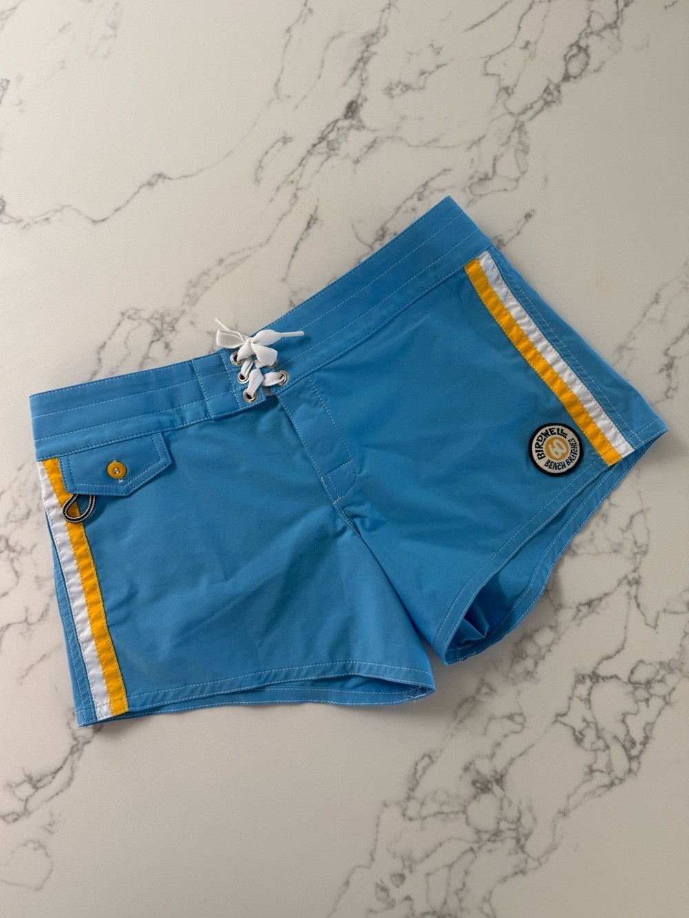 Birdwell Women's 404 Board Shorts - Sky Blue / Yellow - Size 10